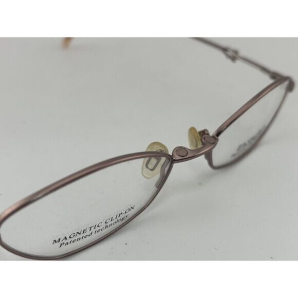 EASY CLIP - QU472 50-16-135 Rose Gold Metal Oval Glasses Frames - Picture 3 of 7